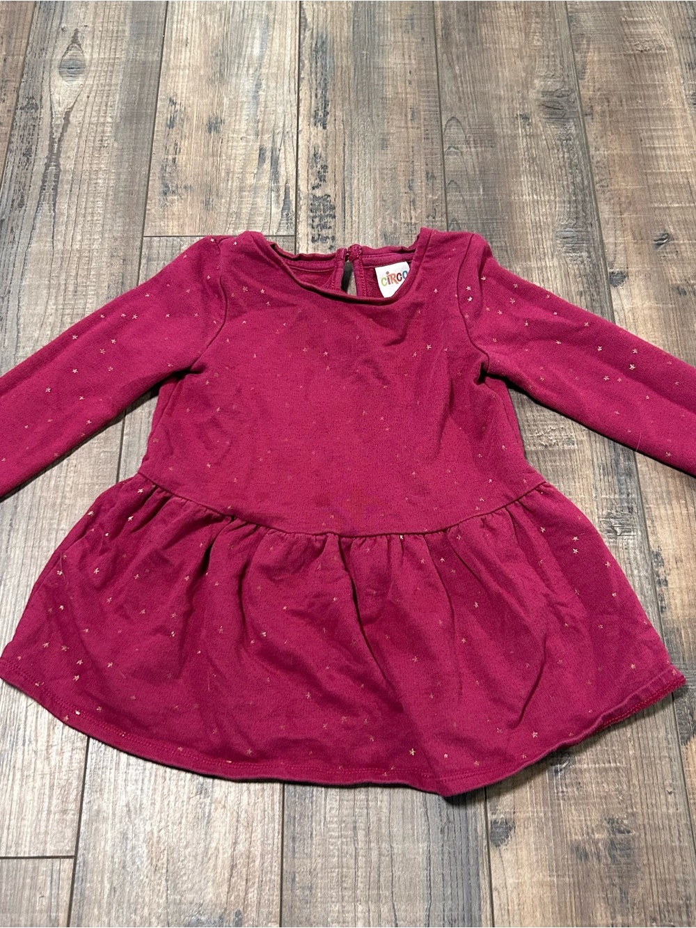 Circo Purple Burgundy‎ Dress Toddler Girl's Size 2T Long Sleeve Star Print
